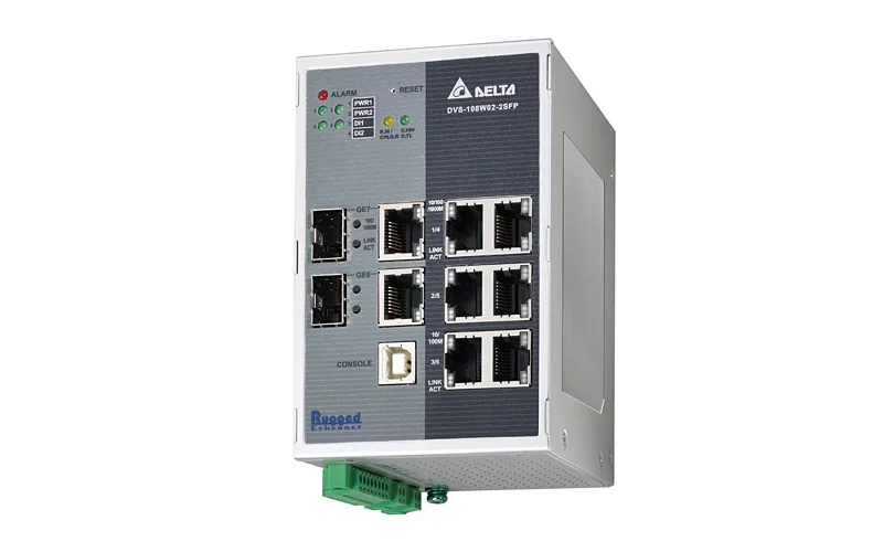 DVS-108W02-2SFP Управляемый коммутатор Ethernet , 5 портов Fast Ethernet + 2 Combo-порта Gigabit Ethernet (GbE) 100/1000Base-SFP, -40...+75 С, метал. корпус